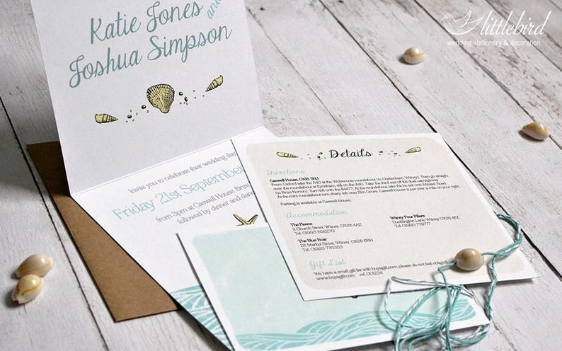 Sample wedding invitation bundle, folded wedding invitation. Destination wedding, beach wedding design SAMPLE 148mm square image 4