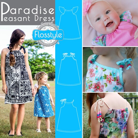 Paradise Dress Pattern Infant 000 to 16 girls PDF by Flosstyle | Etsy