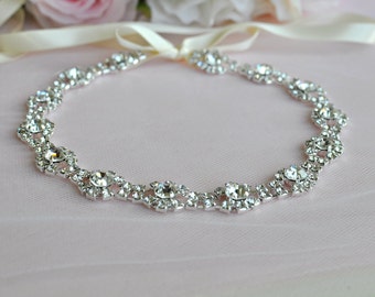 Wedding Hair Accessory, Beaded Headband, Bridal Headband, Crystal Ribbon Headband, rhinestone headband, hair accessory, Accessory, wedding