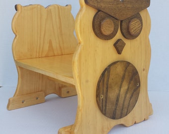 Child's owl bench and stool