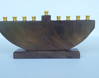 Chanukah Menorah - Black African mahogany