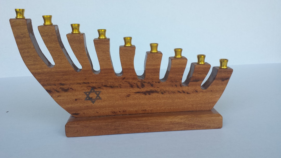Chanuka Menorah - Angled Fingered Fruitwood - Etsy