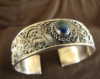 Lightly Oxidised Sterling Silver Byzantium Link Slave Bangle