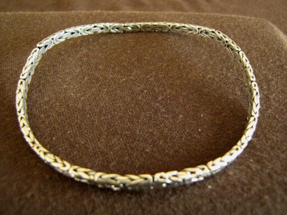 Lightly Oxidised Sterling Silver Byzantium Link Slave Bangle