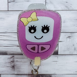 Glucose Meter Badge Reel | Glitter Glucose Meter Badge Reel | Endocrinologist Acrylic Badge Reel | Diabetes Badge Reel | Hospital Badge Reel