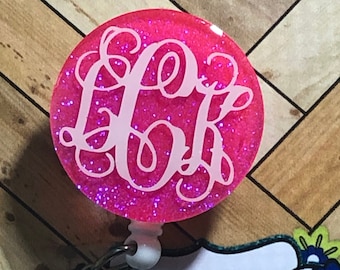 Initial Badge ReelGlitter Personalized Badge Reel