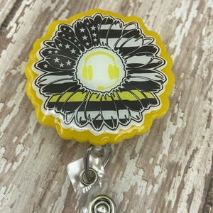 Dispatcher Sunflower Acrylic Badge Reel: Interchangeable ID Holder