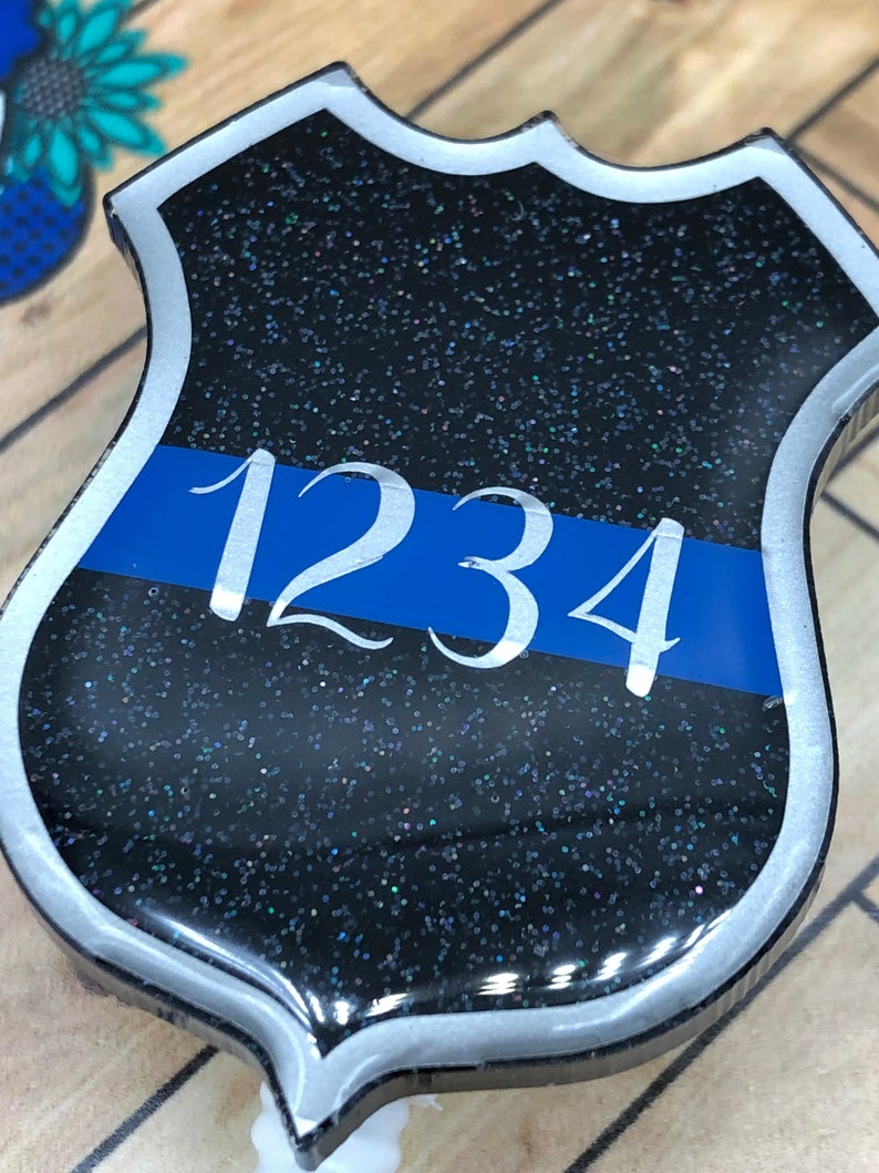 Glitter Police Badge Reel Police Officer Badge Reel Custom Etsy