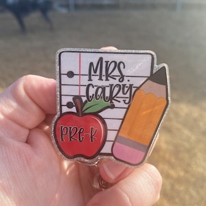 Notebook Paper Badge Reel | Paper Monogram Badge Reel | Custom Badge Reel | Teacher Badge Reel | School Badge Reel | Professional Badge Reel
