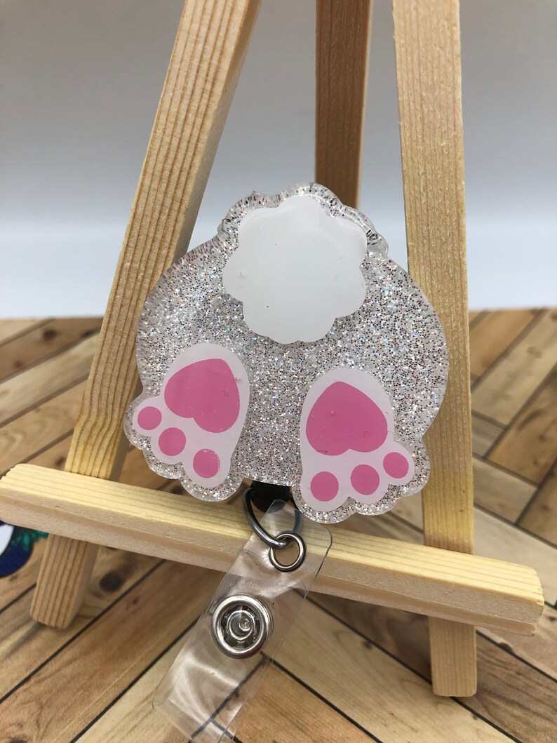 Bunny Butt Glitter Badge Reel Easter Bunny Badge Reel Fun Etsy