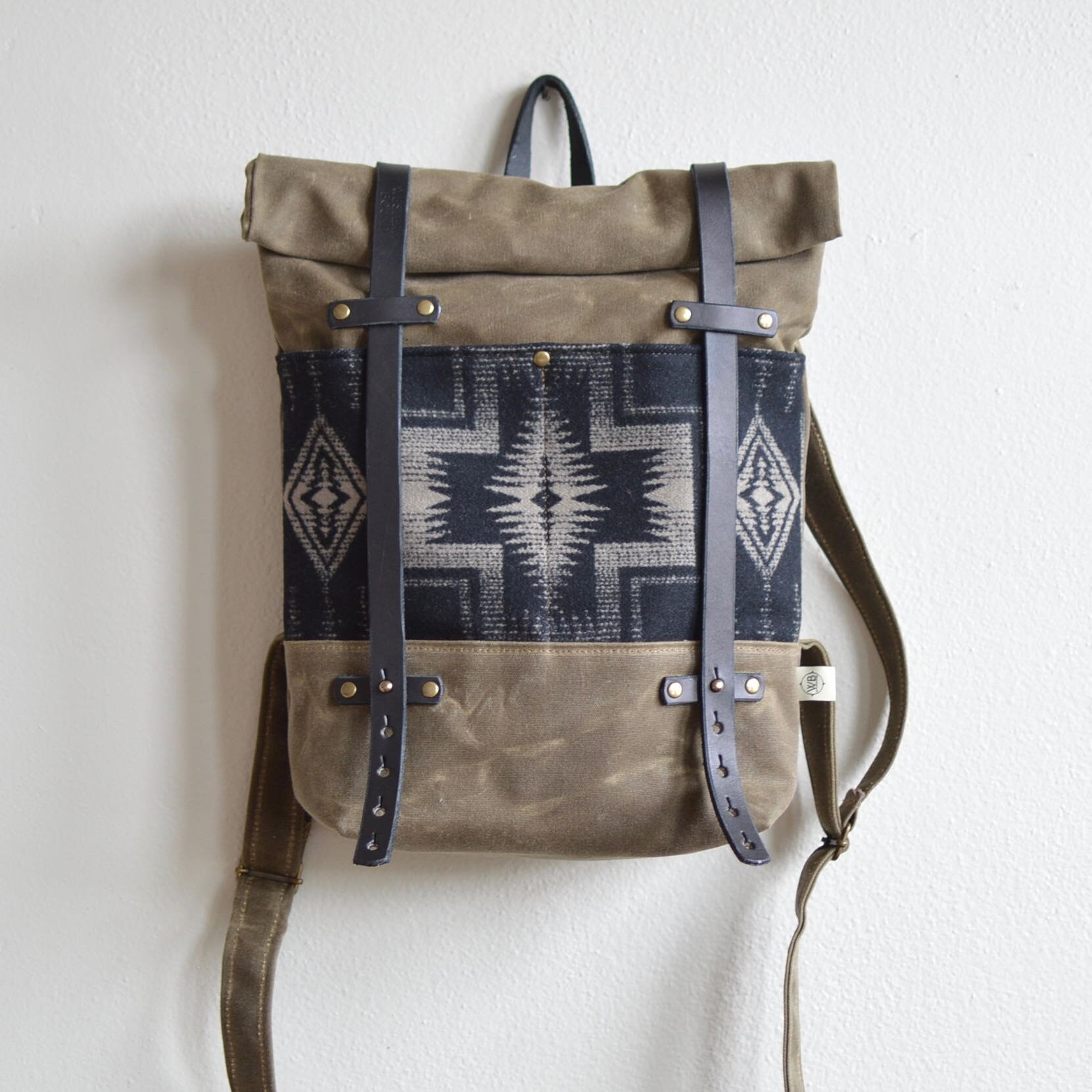 Waxed Canvas Backpack / Women's Backpack / Roll Top Etsy