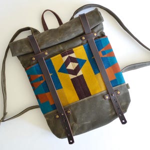 Waxed Canvas Backpack / Women's Backpack / Roll Top Backpack / Canvas Backpack / Waxed Canvas Travel Bag