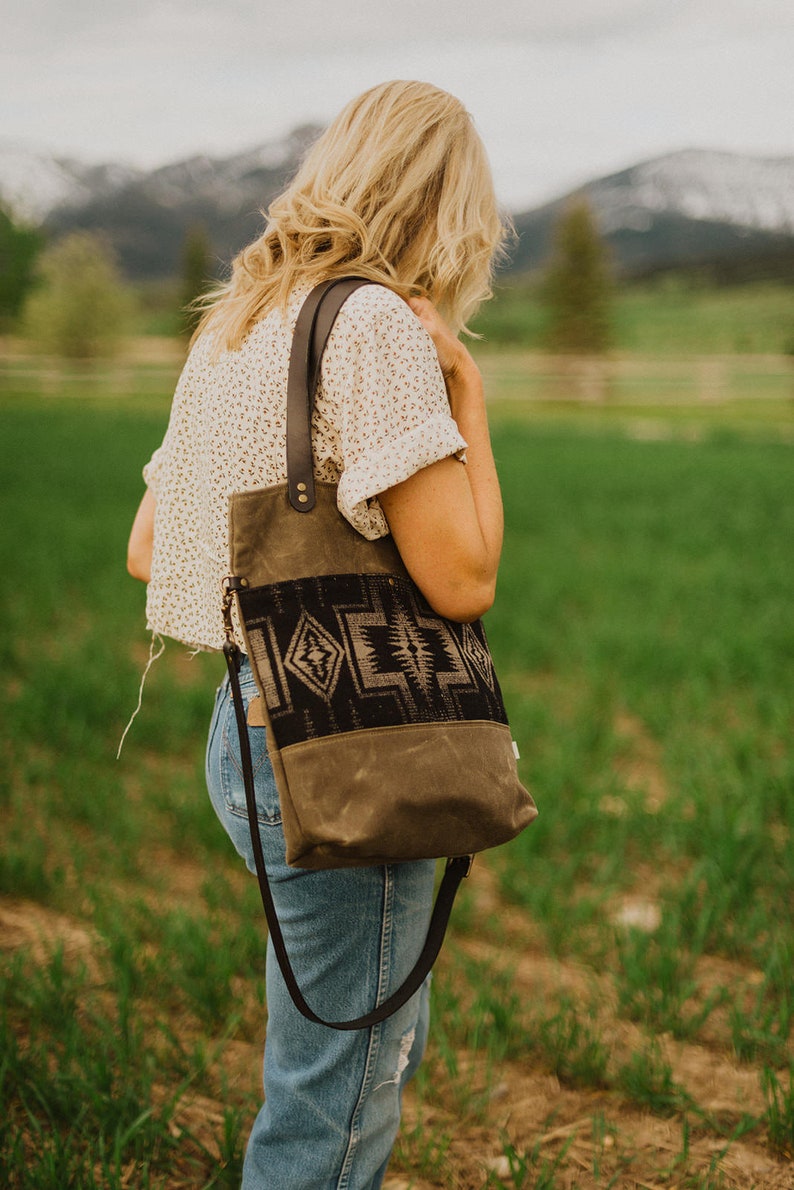 Waxed Canvas Tote Bag / Waxed Canvas Crossbody Bag Etsy