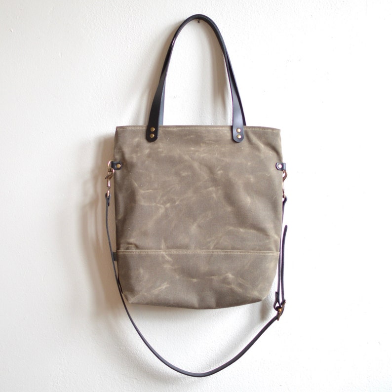 Waxed Canvas Tote Bag / Waxed Canvas Crossbody Bag Etsy