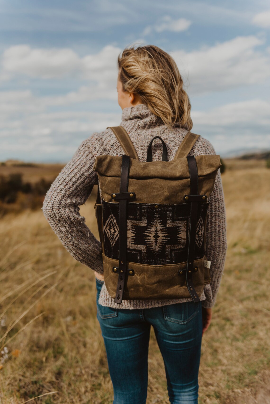 Waxed Canvas Backpack / Women's Backpack / Roll Top Etsy