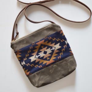 Wool Crossbody Bag / Waxed Canvas Bag / Women's Purse