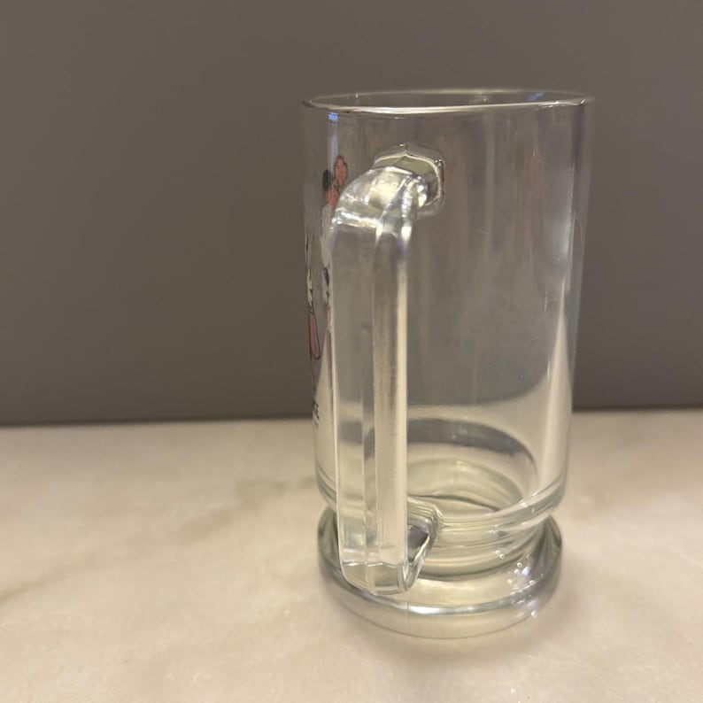 Vintage Walt Disney Productions Minnie Mouse 12 oz Glass Beer Soda Mug 5.5" afbeelding 5