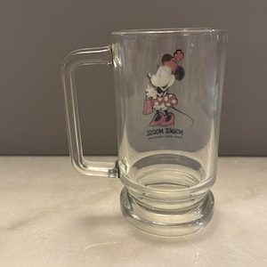 Vintage Walt Disney Productions Minnie Mouse 12 oz Glass Beer Soda Mug 5.5" afbeelding 4