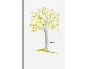 Watercolor Tree with Swing Acrylic Print | Wall Art