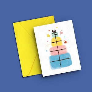 Cartão de presente de aniversário para impressão em aquarela / Cartão comemorativo A6 / Cartão em aquarela de 4,5" x 6,25" / Impressão instantânea para download em casa