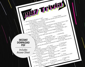 1987 Trivia Game | '87 Quiz | Born in 1987 (Printable PDF Download)