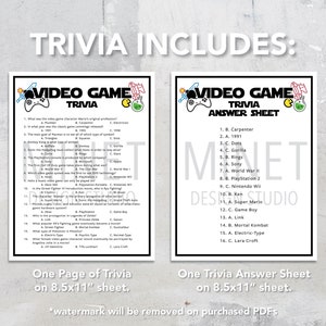 Video Game Trivia Video Game Trivia Game Printable Video Game Trivia ...