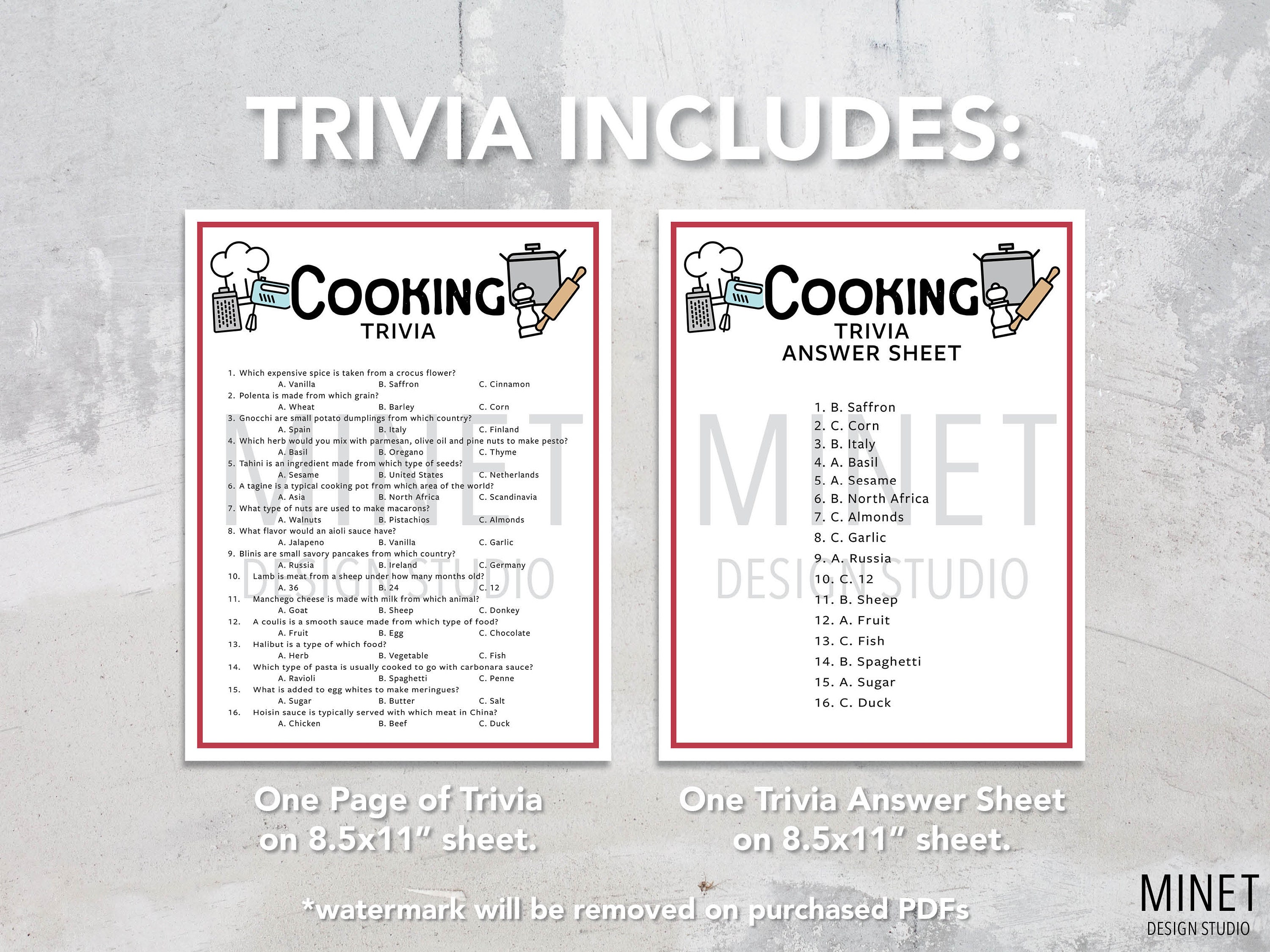 Cooking Trivia Cooking Trivia Game Printable Cooking Trivia Printable Trivia Food Trivia Kitchen