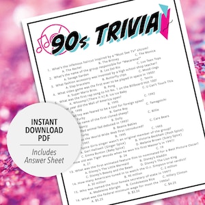 90s Trivia | 1990s Trivia Game | Printable 90s Trivia | 90's Party ...