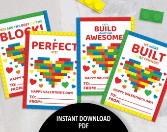 Building Block Valentine's Day Cards for Kids | Classroom Valentines (Printable PDF Download)