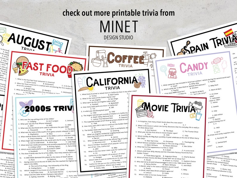 Wedding Trivia Quiz Game Printable Wedding Trivia Bridal Shower Game Wedding Activity Printable Wedding Reception Bridal Trivia image 7