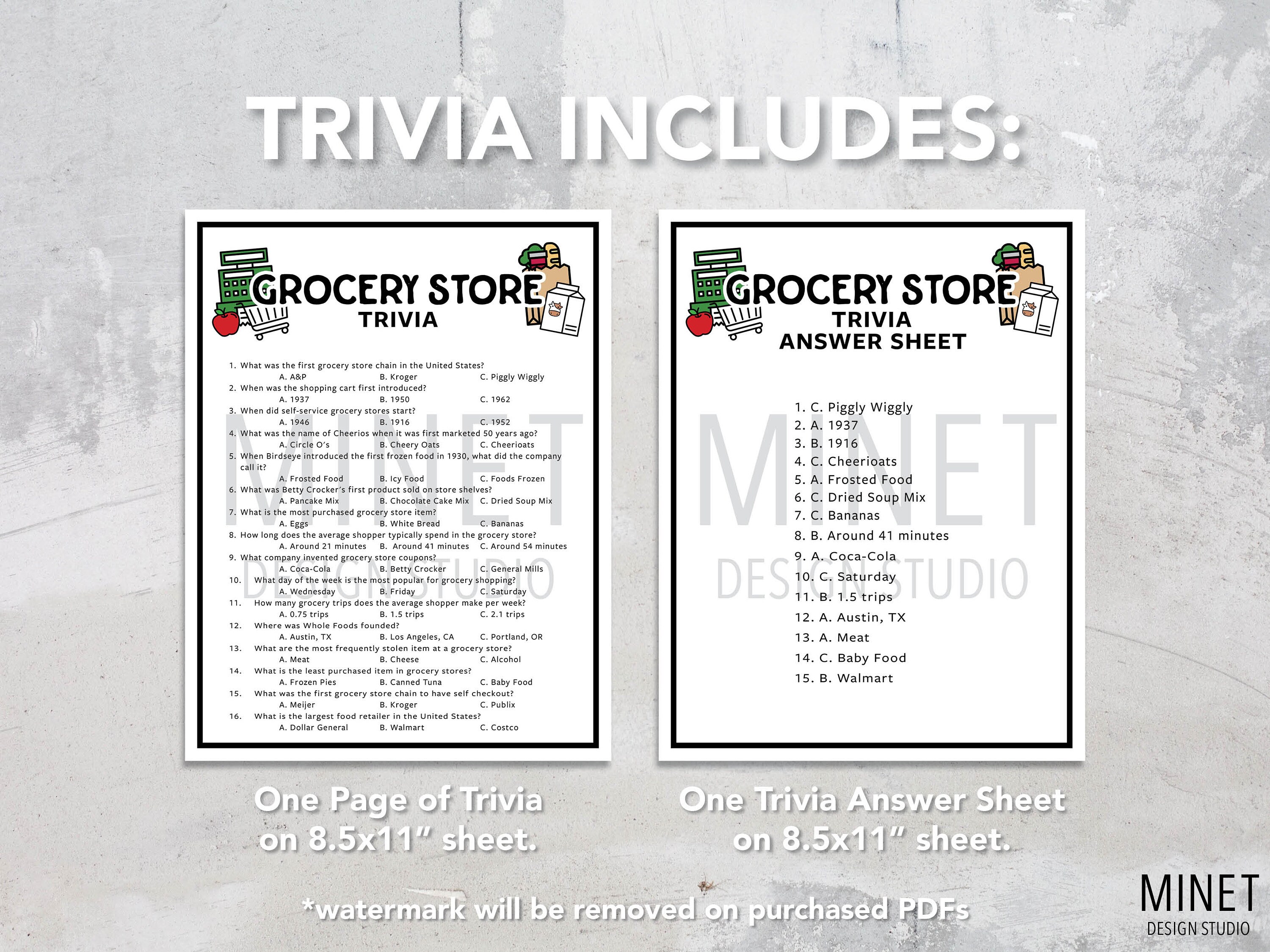 Grocery Store Trivia Grocery Store Trivia Game Printable Etsy