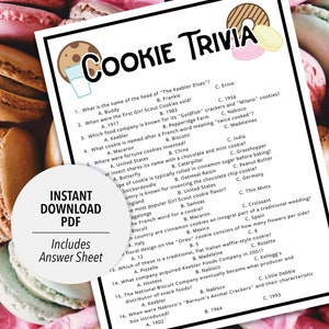 Keks-Trivia | Cookie-Trivia-Spiel | Printable Cookie Trivia | Druckbare Trivia | Nachtisch Trivia | Essen-Trivia | Cookie-Themen Spiele