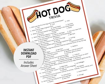 Hot Dog Trivia Game | Hot Dog Quiz (Printable PDF Download)