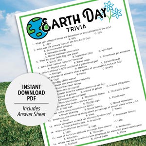 Earth Day Trivia | Printable Earth Day Trivia | Earth Day Trivia Game | Earth Day Games | Holiday Trivia | Party Group | Planet | April