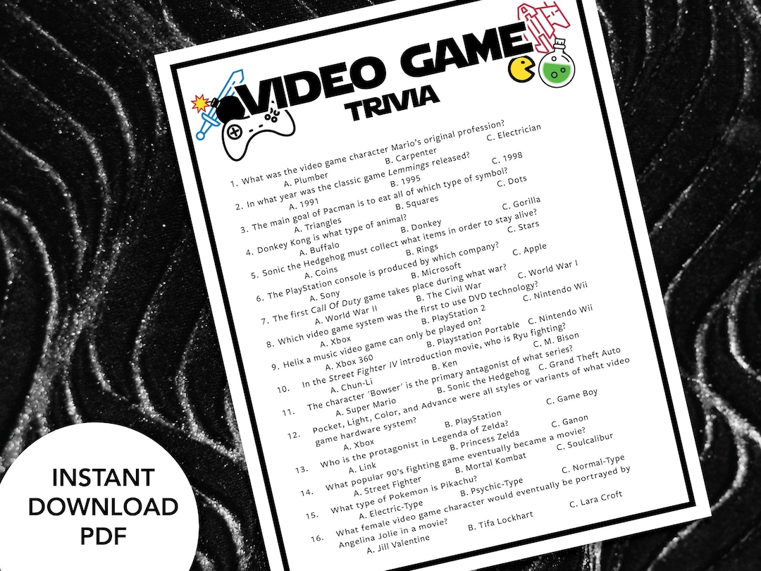 Video Game Trivia Video Game Trivia Game Printable Video - Etsy