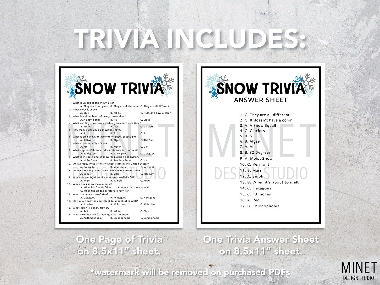 Snow Trivia Printable Snow Trivia Activity Game Winter Trivia Christmas