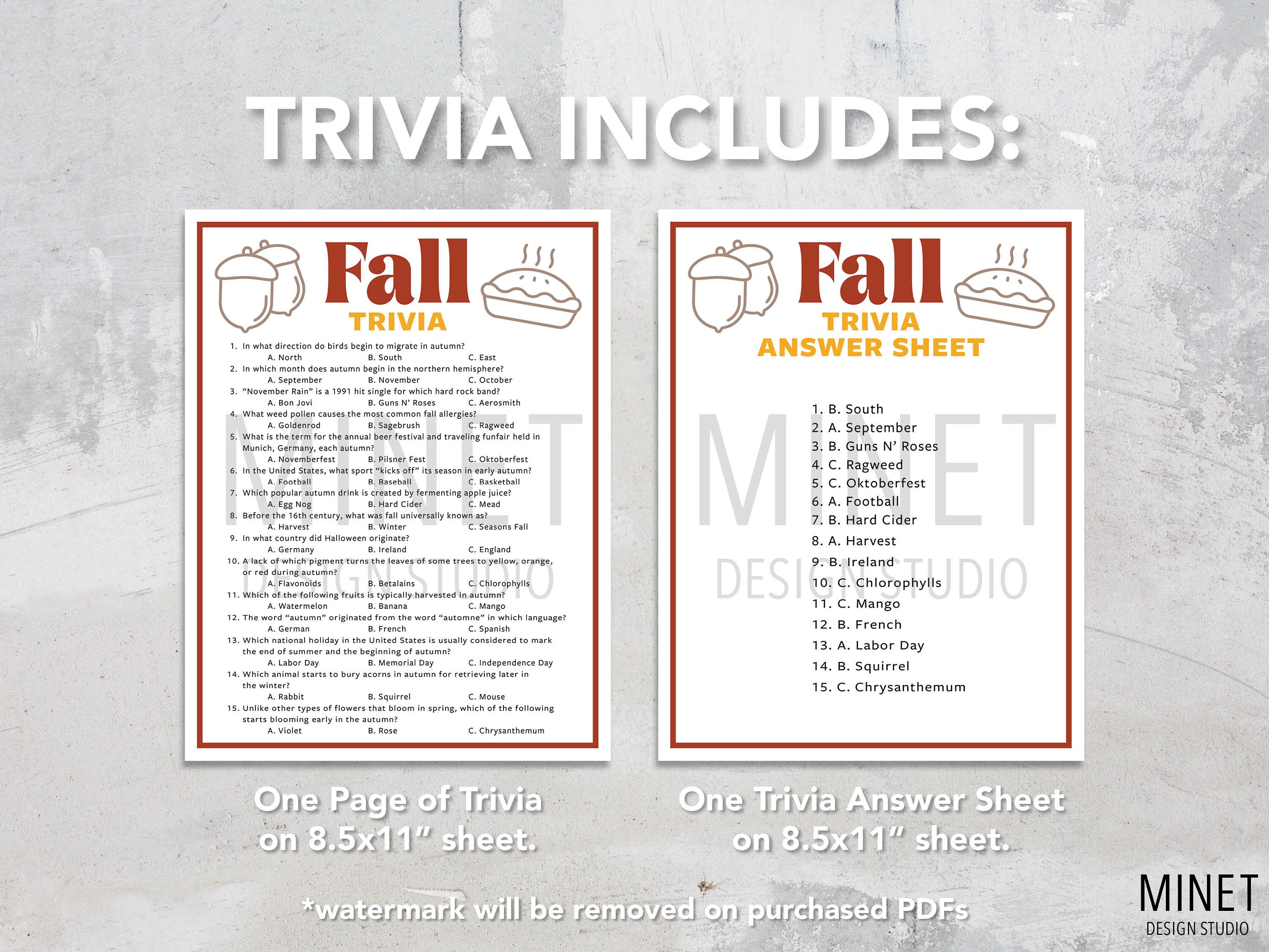Fall Trivia Fall Trivia Game Printable Fall Trivia Party Trivia Fall Trivia Fall Trivia Game Printable Fall Trivia Party Trivia