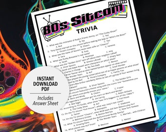 1980s TV Sitcom Trivia Game | 80s TV Sitcom Quiz (Printable PDF Download)