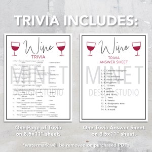Wine Trivia | Wine Trivia Game | Printable Wine Trivia | Wine Party ...