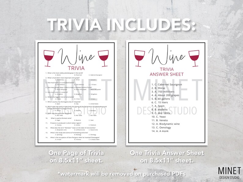 Wine Trivia | Wine Trivia Game | Printable Wine Trivia | Wine Party ...