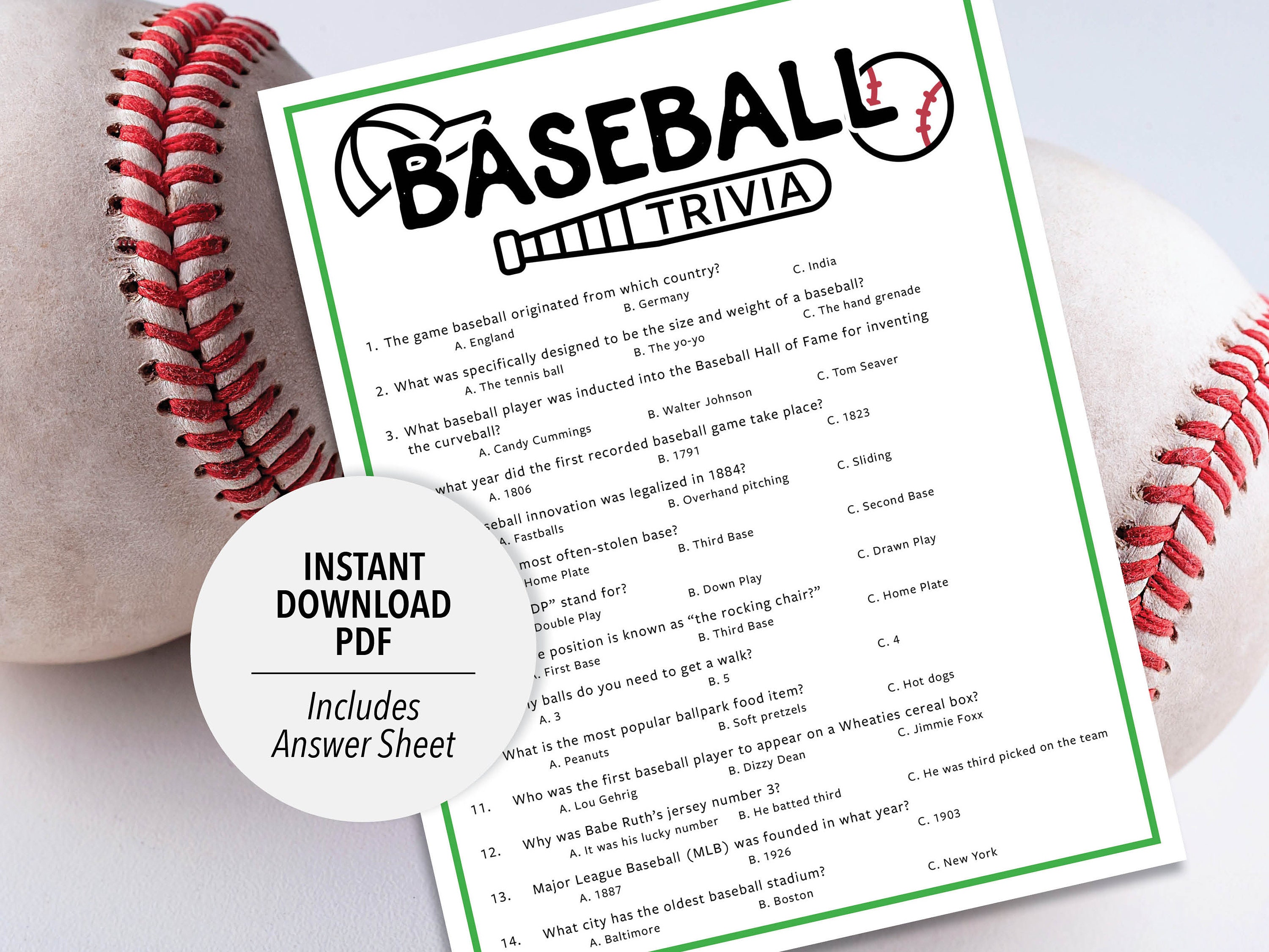 Baseball Trivia Printable Baseball Trivia Game Baseball Trivia