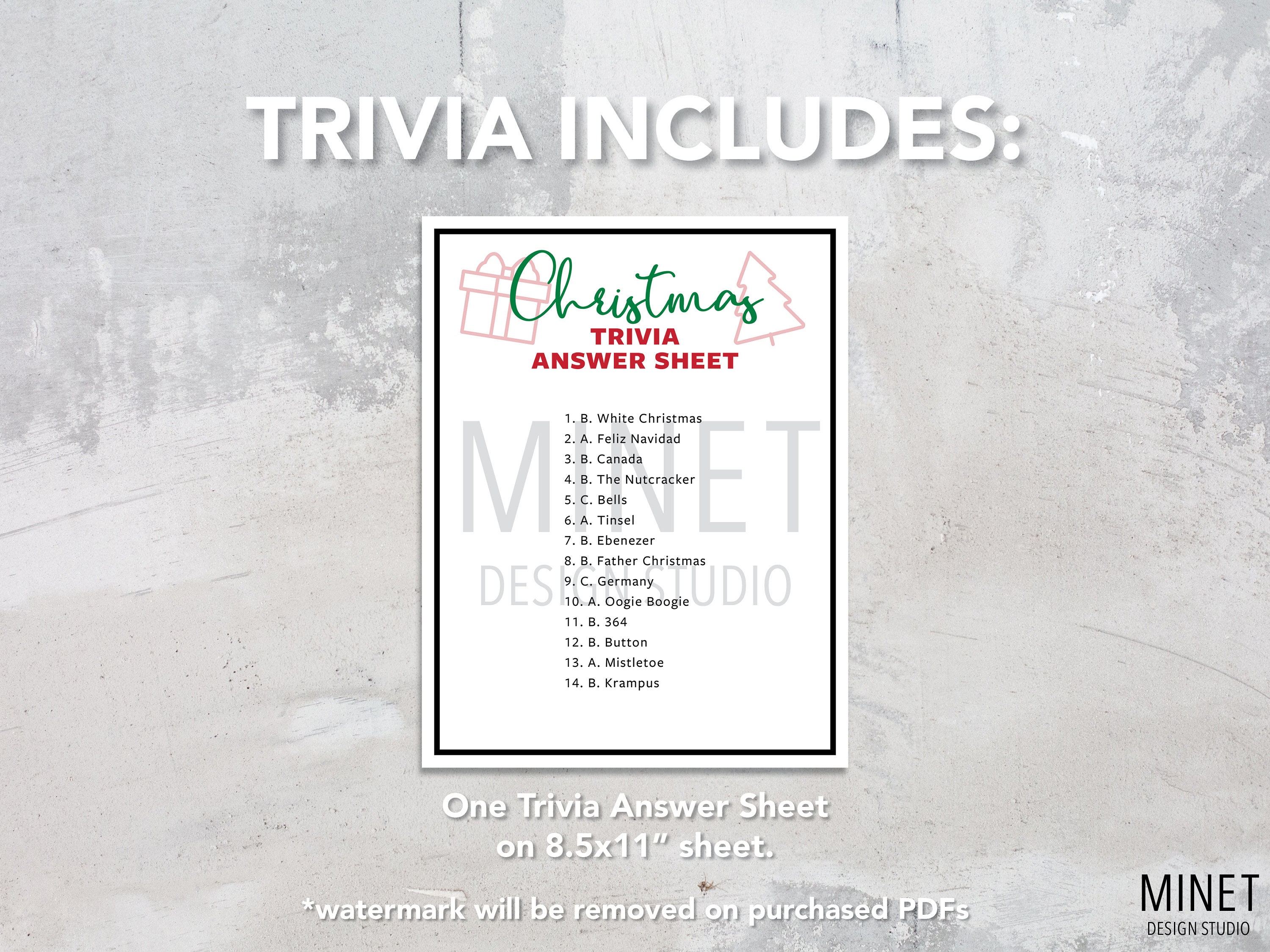 Christmas Trivia Printable Christmas Trivia Activity Game Holiday ...