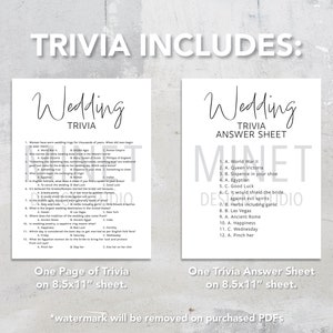 Wedding Trivia Quiz Game Printable Wedding Trivia Bridal Shower Game Wedding Activity Printable Wedding Reception Bridal Trivia image 2