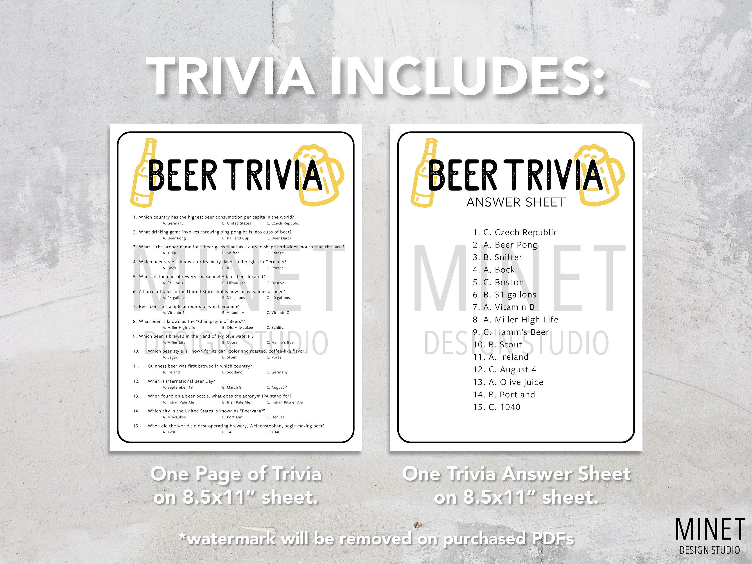 Beer Trivia Beer Trivia Game Printable Beer Trivia Printable Trivia