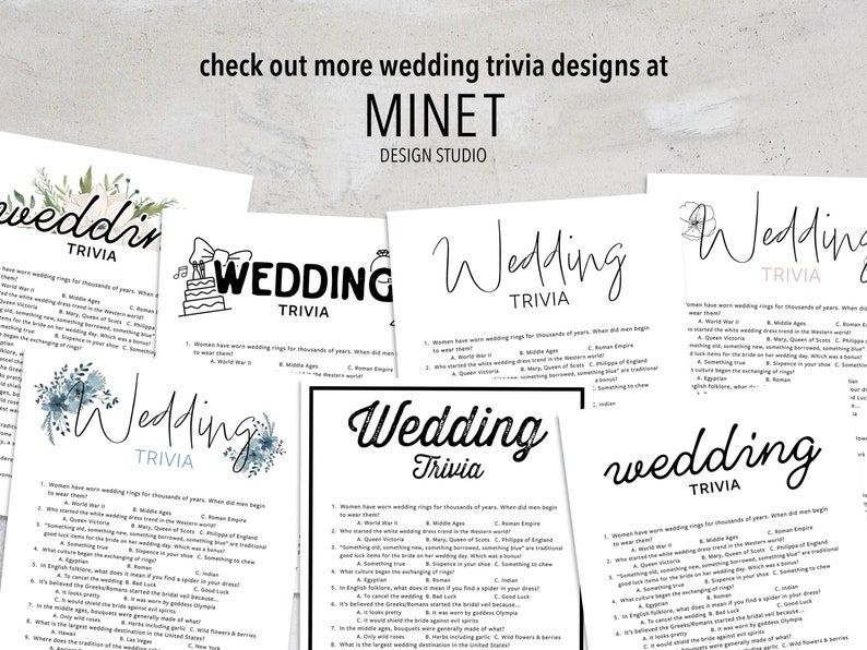 Wedding Trivia Quiz Game Printable Wedding Trivia Bridal Shower Game Wedding Activity Printable Wedding Reception Bridal Trivia image 6