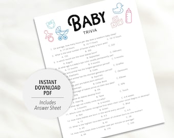 Baby Trivia Game | Baby Shower Party Activity (Printable PDF Download)