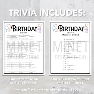 Birthday Trivia | Birthday Trivia Game | Printable Birthday Trivia ...