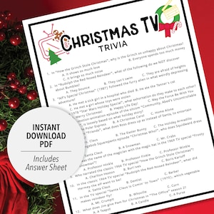 Christmas TV Trivia Game | Christmas TV Show Printable Trivia | Holiday Trivia | Winter Trivia | Christmas Trivia | TV Trivia | December