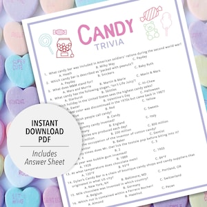Candy Trivia | Candy Trivia Game | Printable Candy Trivia | Candy Party Trivia Game | Printable Trivia | Sweets Trivia | Food Themed Trivia