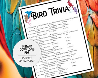Bird Trivia | Birds Trivia Game | Printable Bird Trivia | Printable Trivia | Zoo Trivia | Animal Themed Games | Bird Games Printable